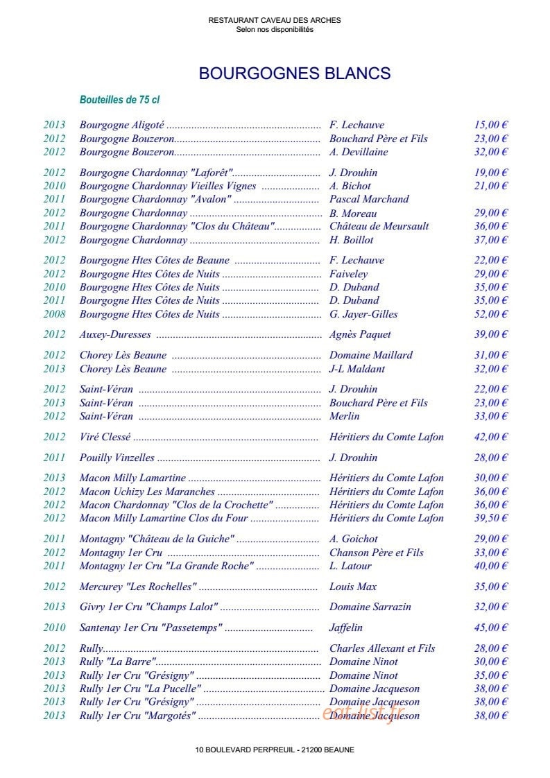Le caveau des arches — carte page 6
