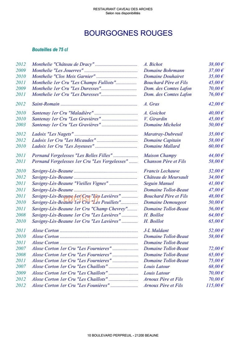 Le caveau des arches — carte page 13