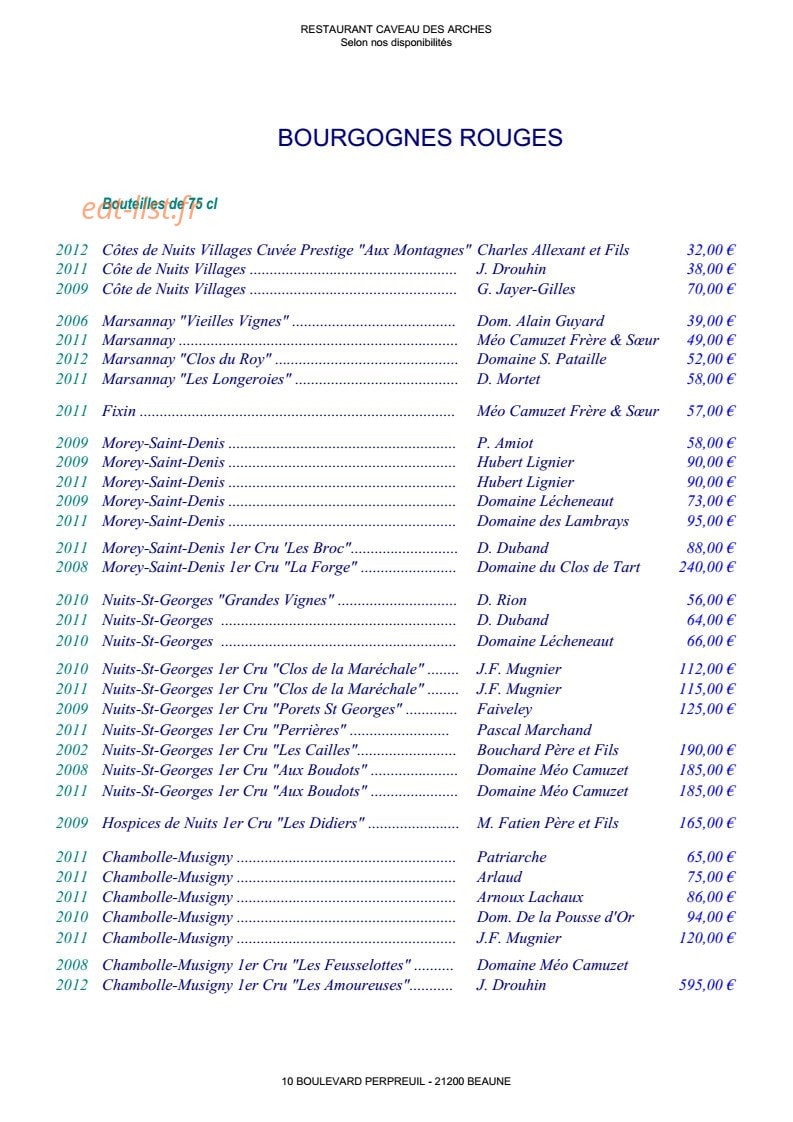 Le caveau des arches — carte page 16