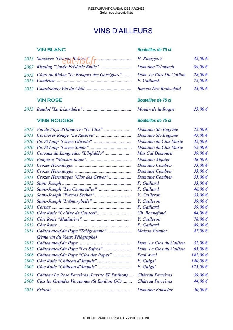 Le caveau des arches — carte page 22
