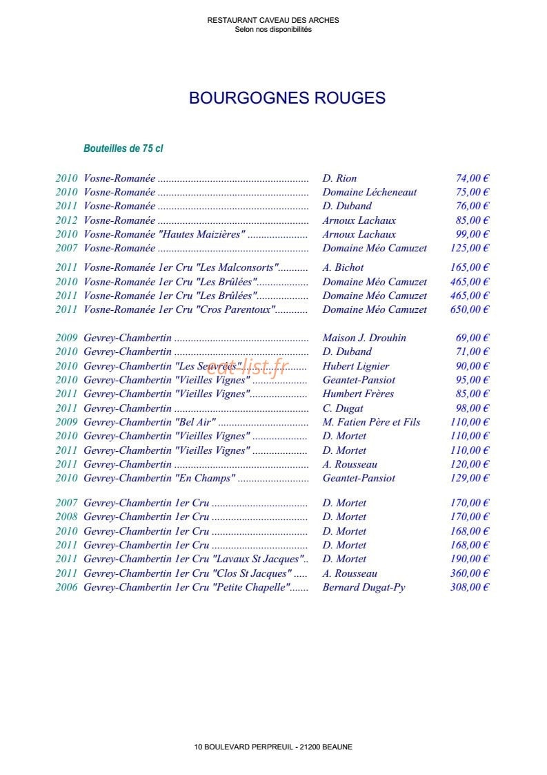 Le caveau des arches — carte page 17