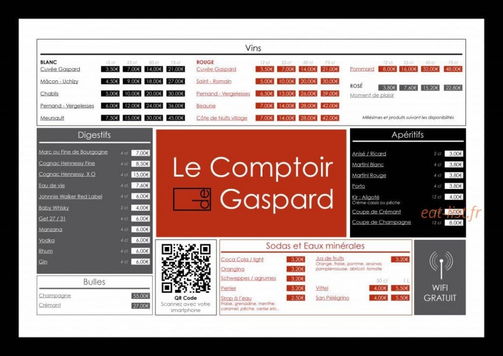 Le Comptoir de Gaspard — carte page 2