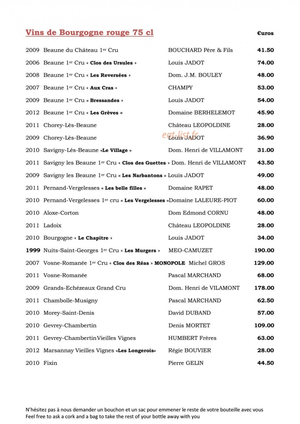 Le tast' vin — carte page 15