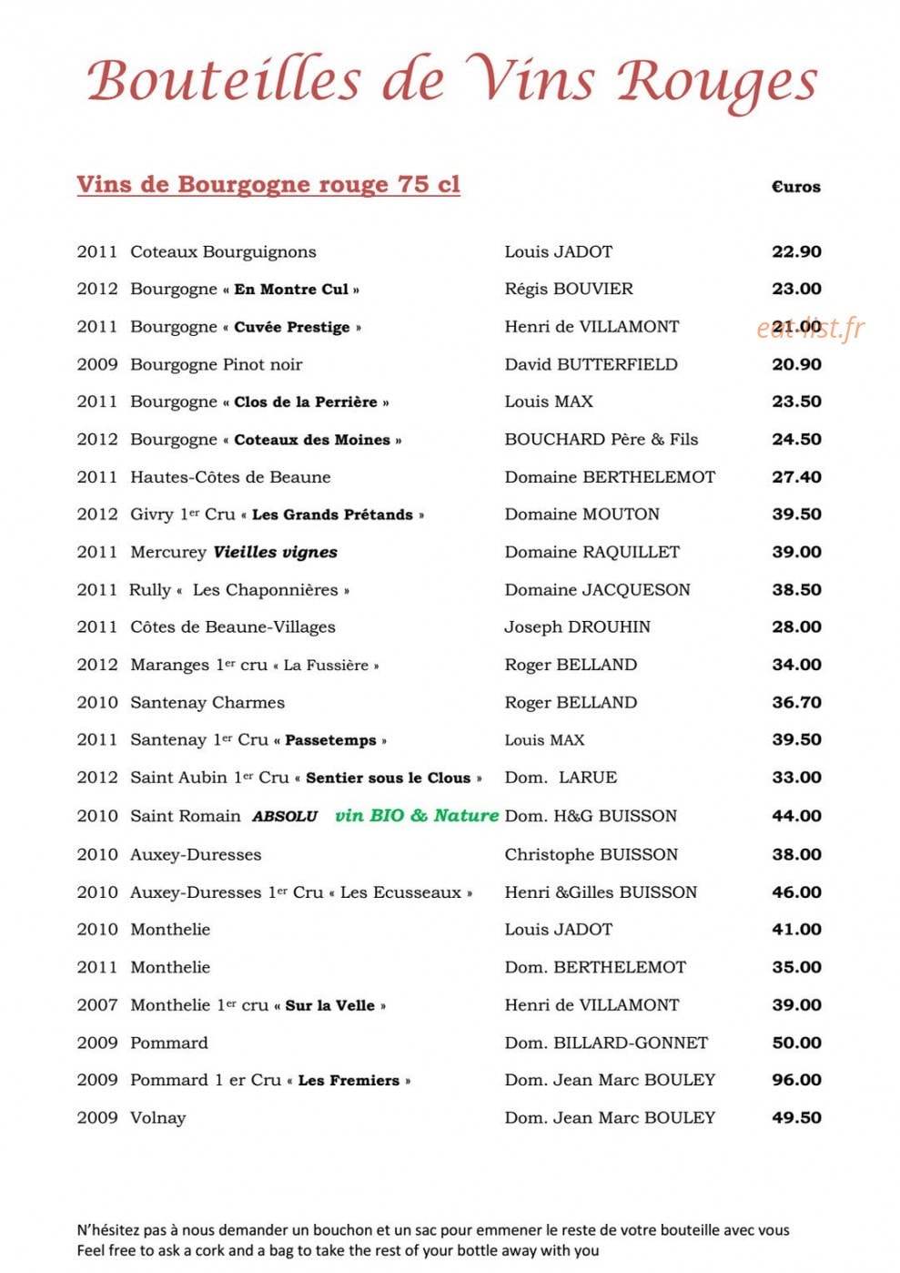 Le tast' vin — carte page 14