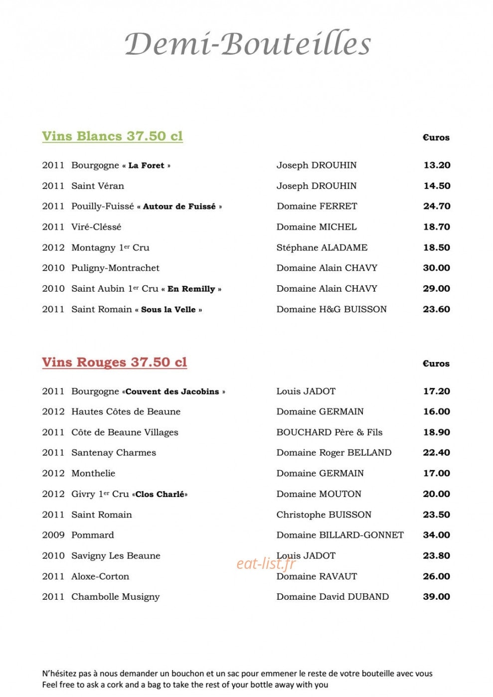 Le tast' vin — carte page 11