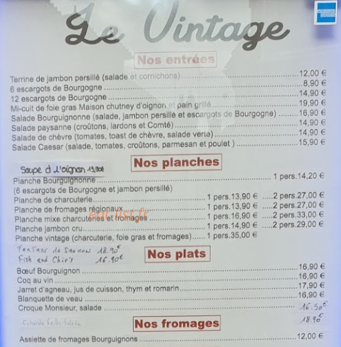 Le vintage — carte page 1