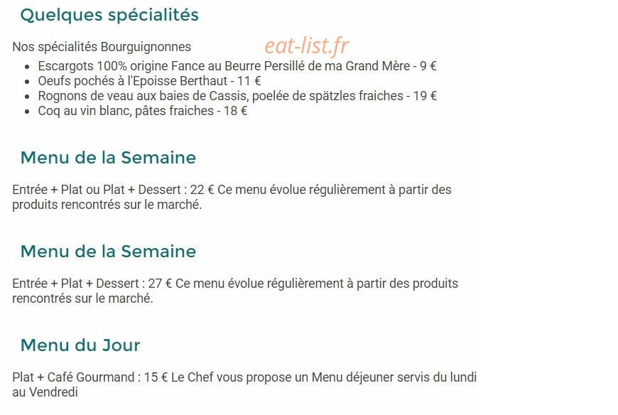 M7 Restaurant — carte page 1