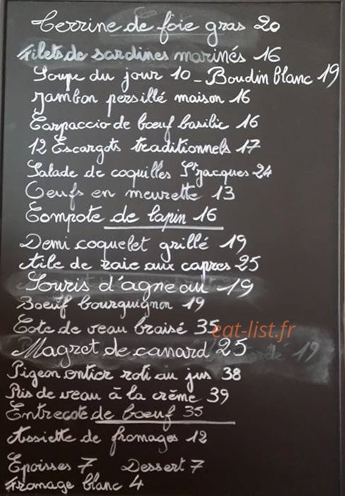 Ma cuisine — carte page 1