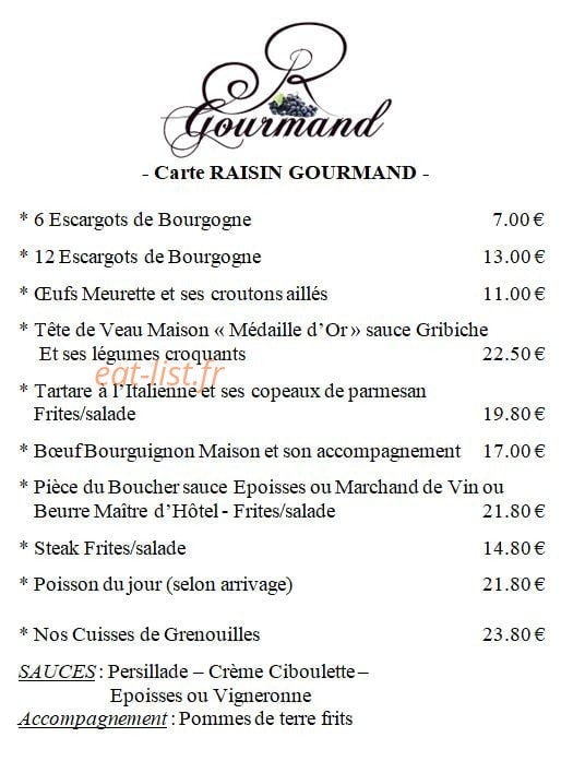 Raisin gourmand — carte page 1