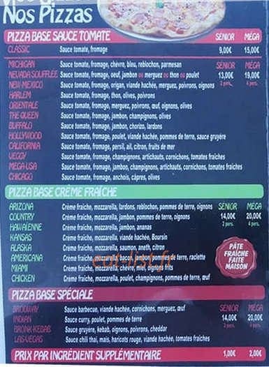 Yaya Pizz — carte page 2