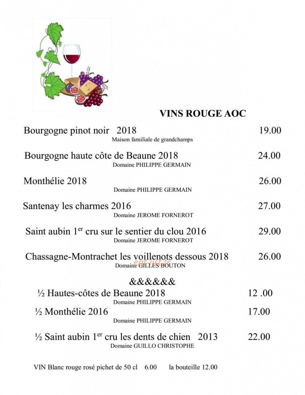 L’Auberge la Bouzaize — carte page 5