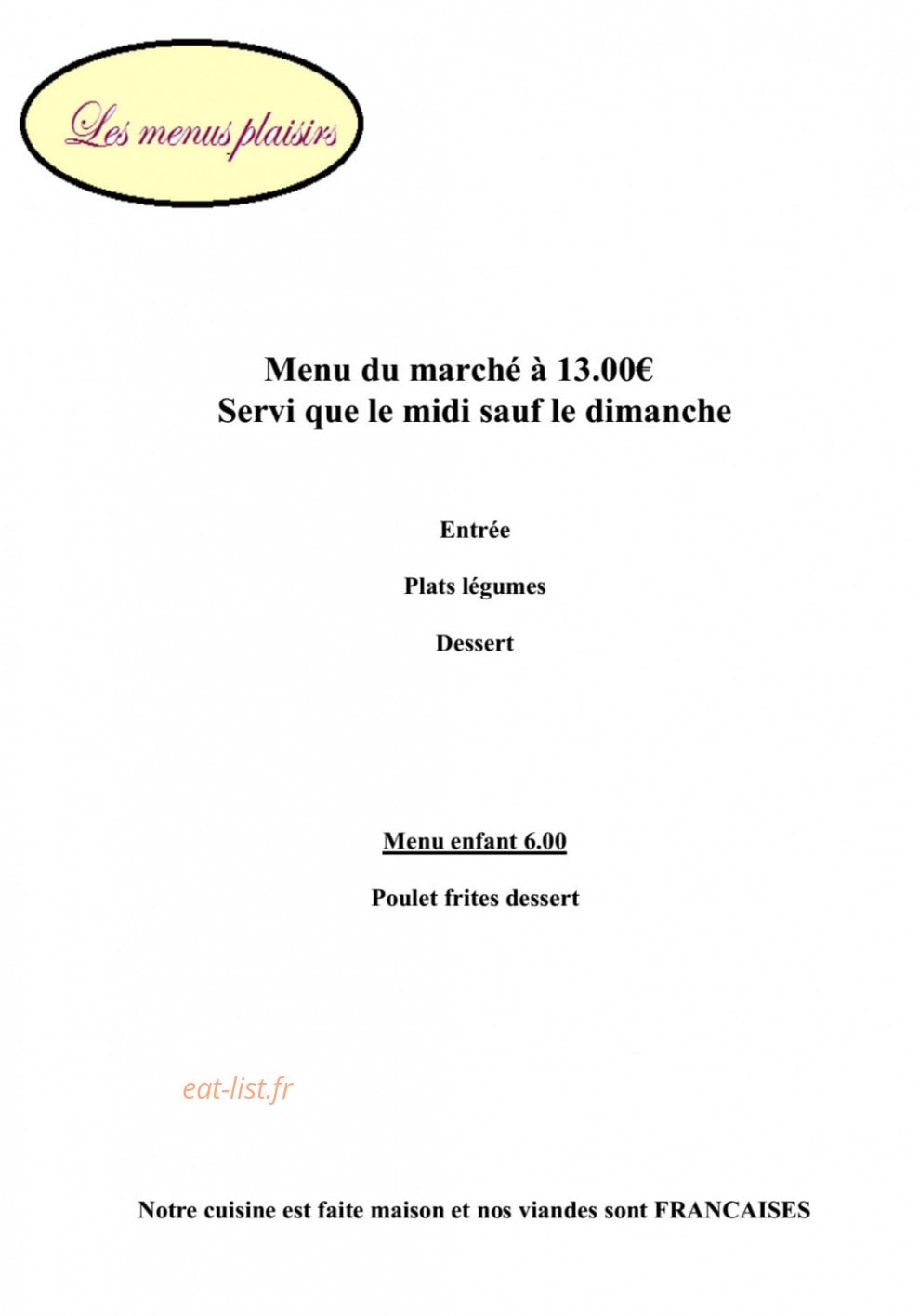 L’Auberge la Bouzaize — carte page 2