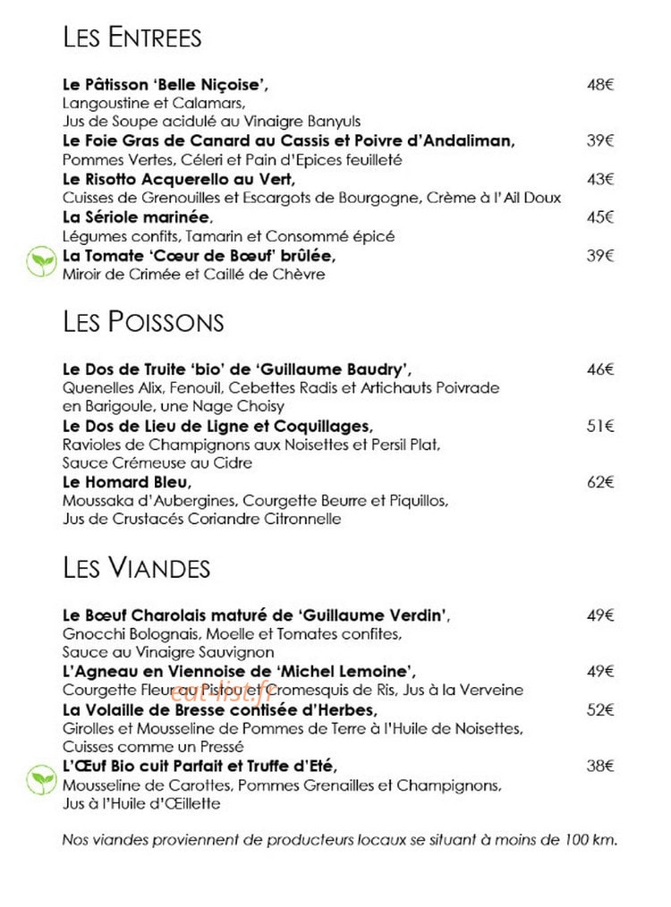 Bistrot du Bord de l'Eau — carte page 1