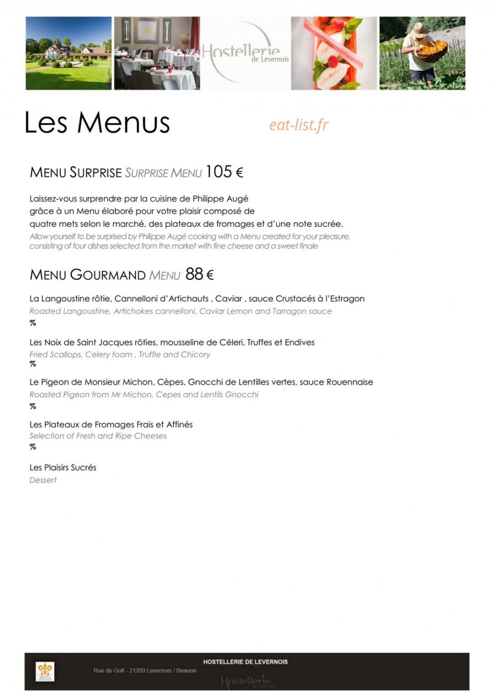 La Table de Levernois — carte page 3