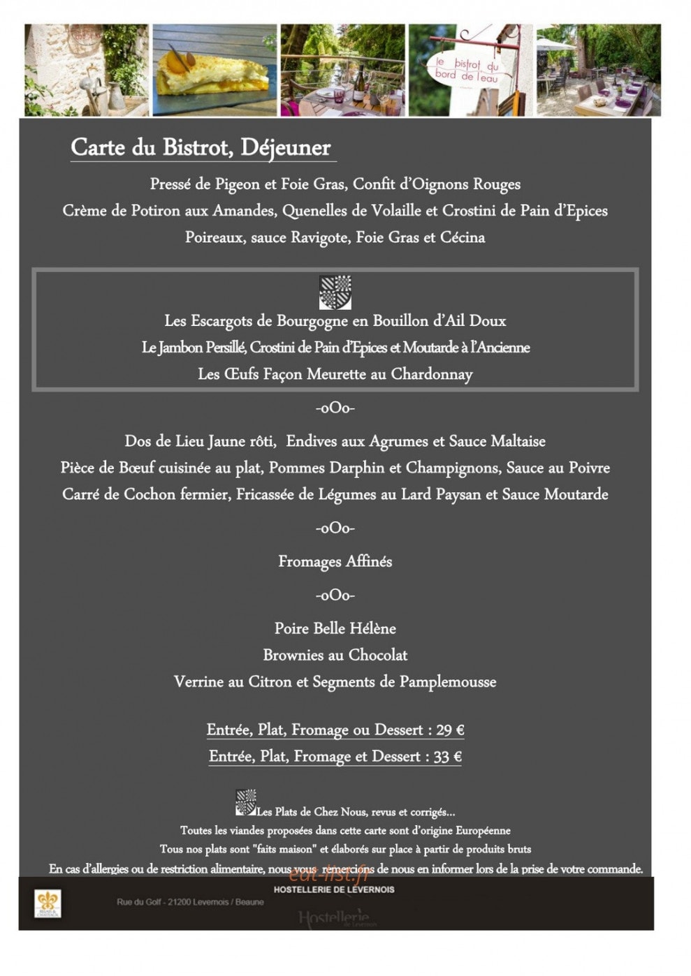 Le bistrot du bord de l'eau — carte page 1