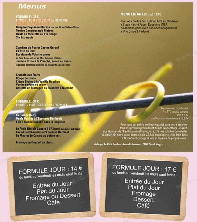Au Petit Bonheur — carte page 4