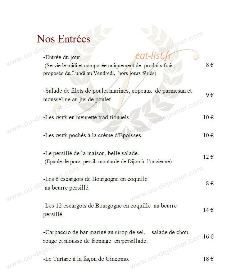 Au Clos Napoléon — carte page 2