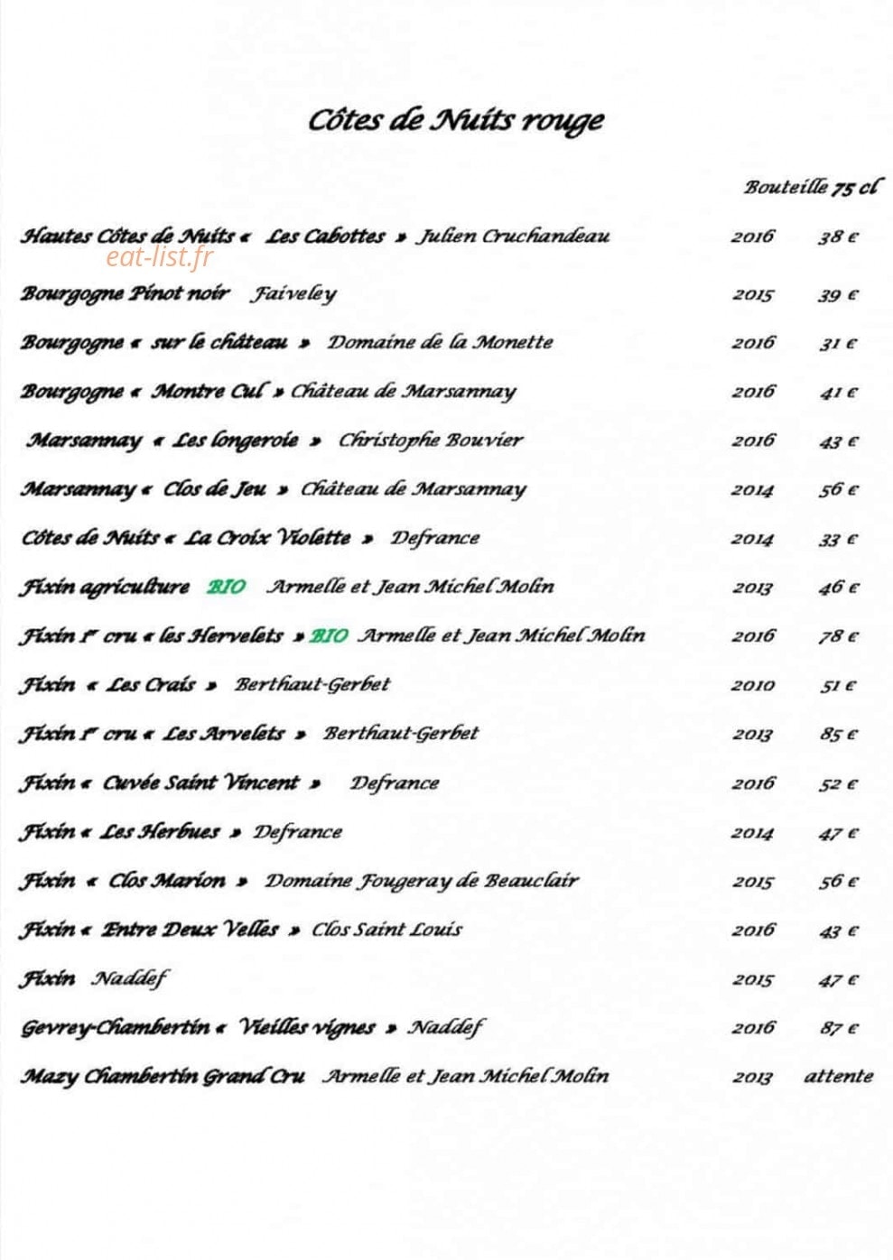 Chez Jeannette — carte page 8