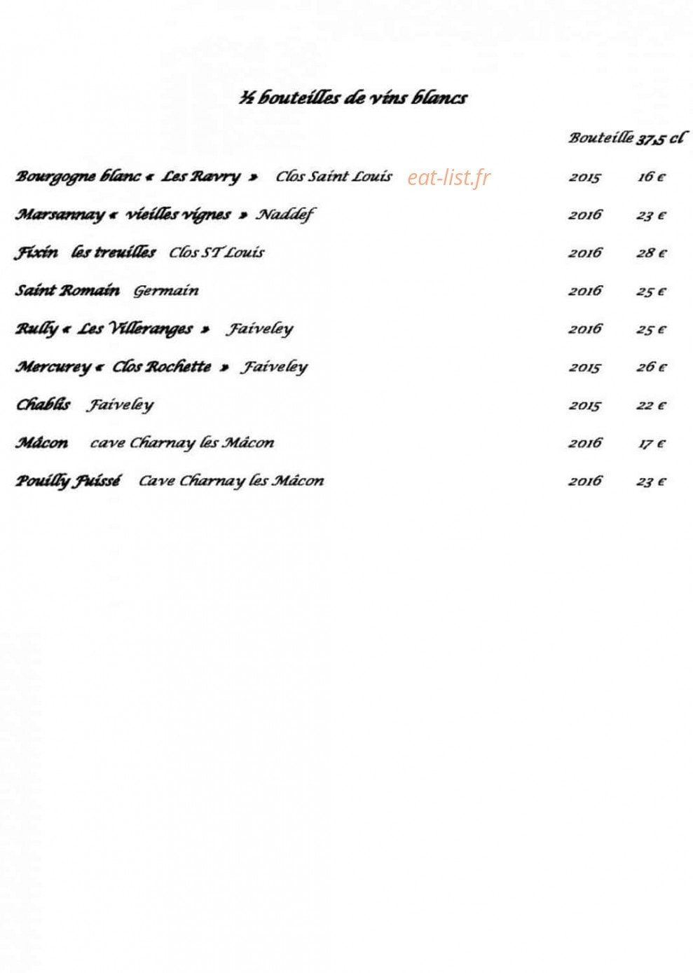 Chez Jeannette — carte page 13