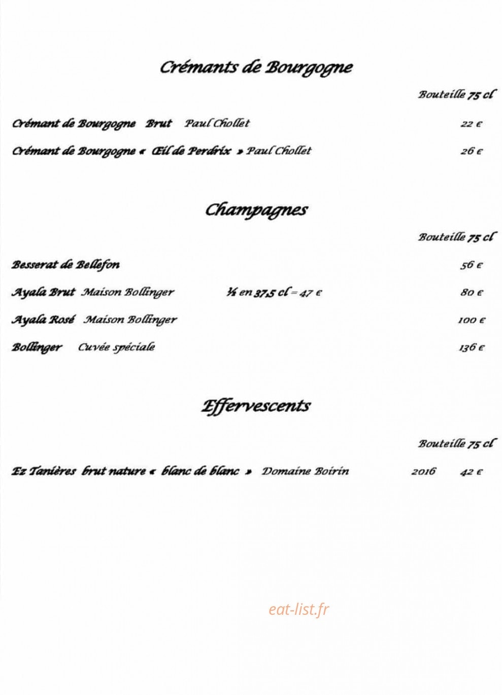 Chez Jeannette — carte page 12