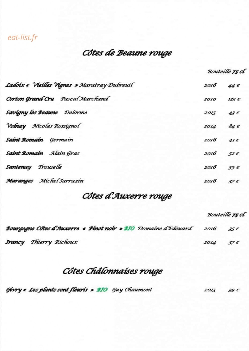 Chez Jeannette — carte page 10
