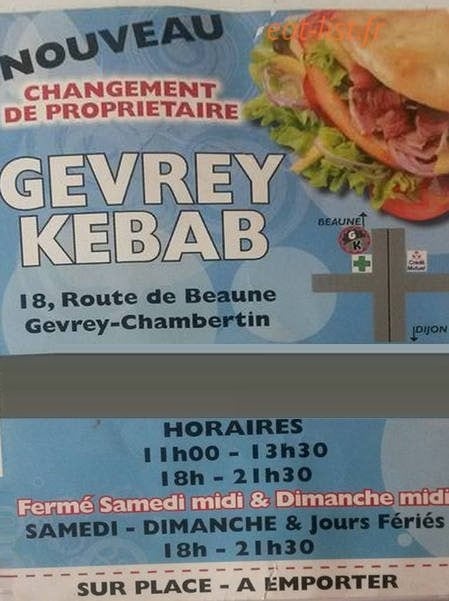 Gevrey Kebab — carte page 1