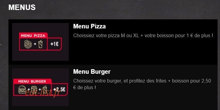 911 Pizza — carte page 1