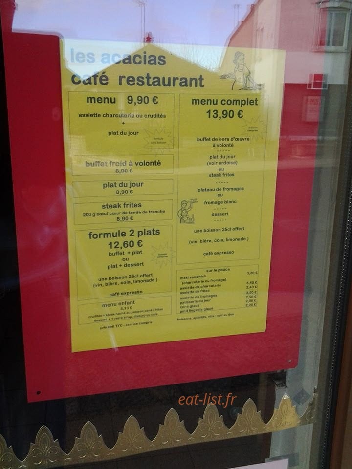 Café des Acacias — carte page 1