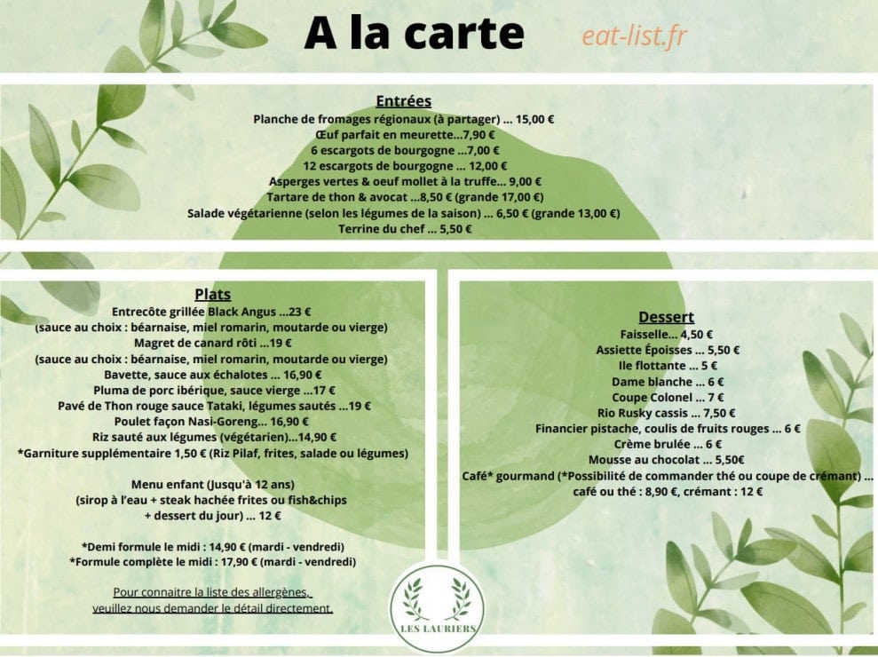 Les Lauriers — carte page 1