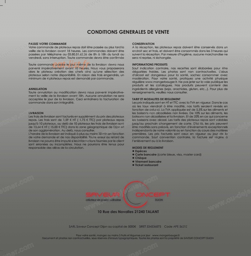 Saveur Concept — carte page 8