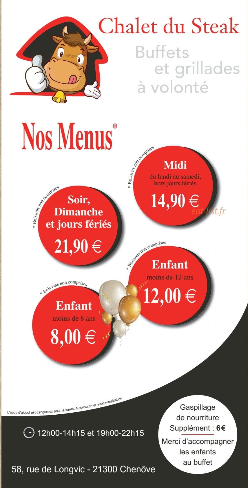 Chalet du Steak — carte page 1