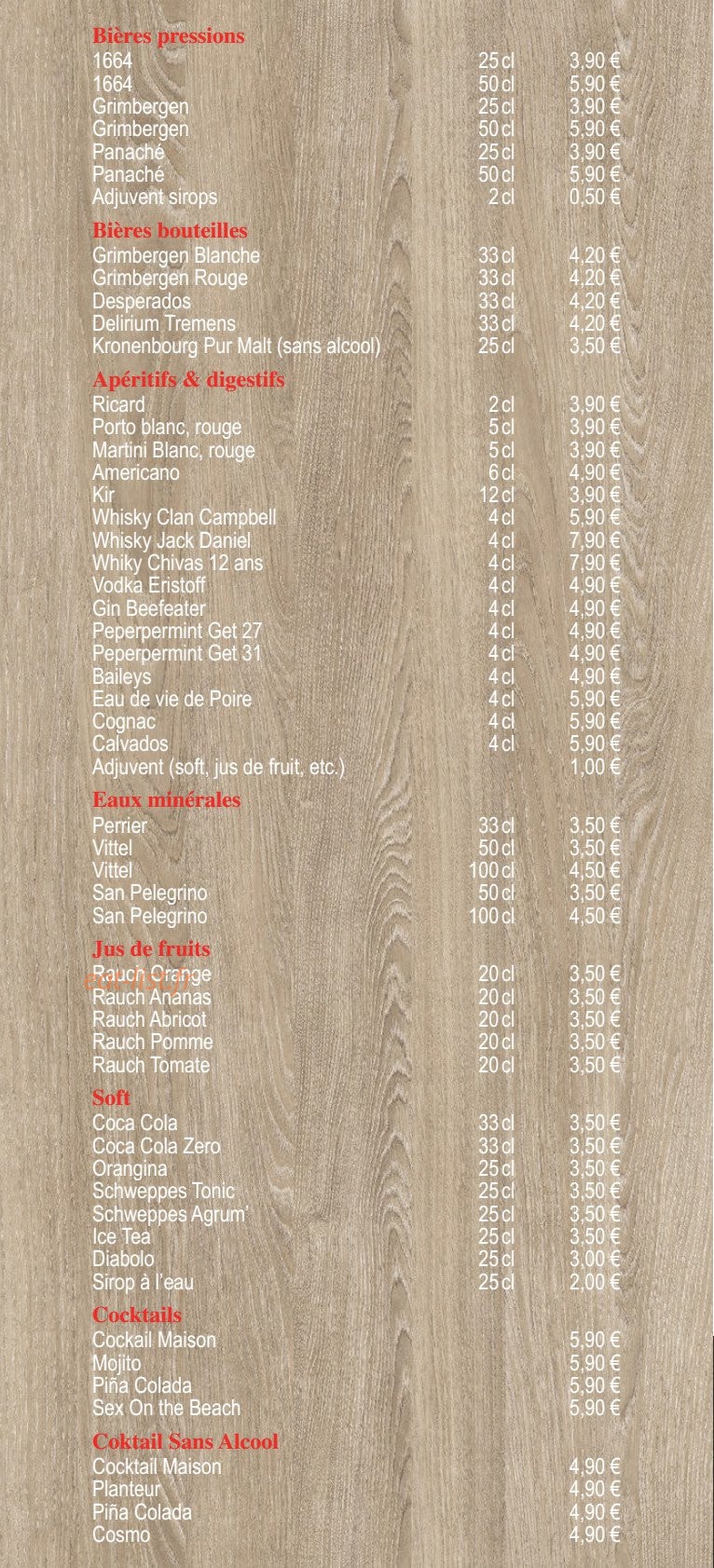 Chalet du Steak — carte page 2