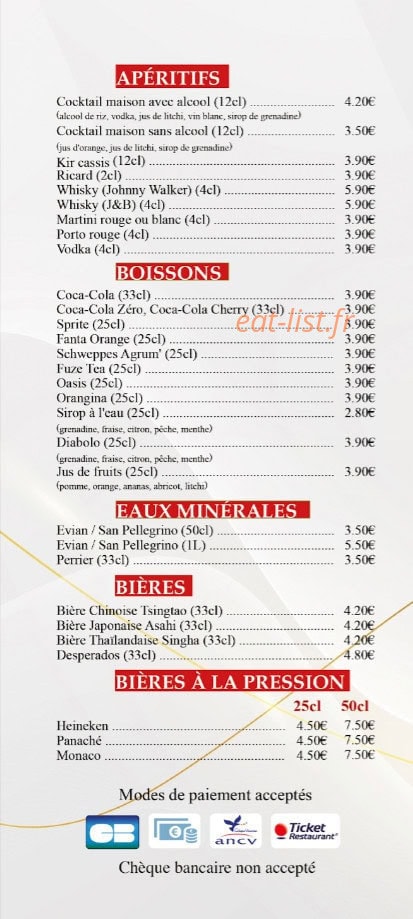 Grand Buffet — carte page 1