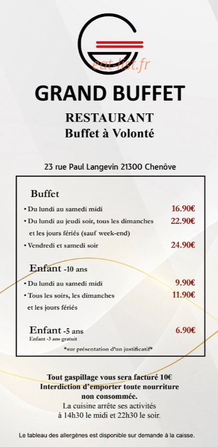 Grand Buffet — carte page 2