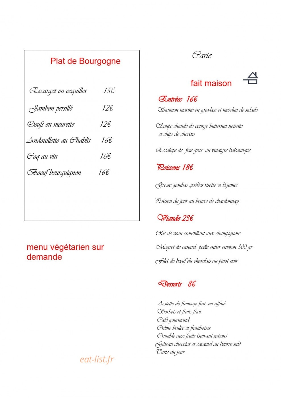 L'auberge du Vieux Pressoir — carte page 2