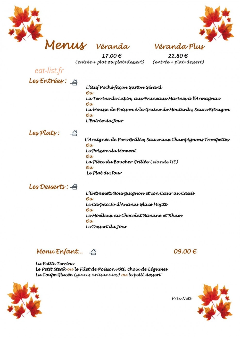 La Véranda — carte page 3