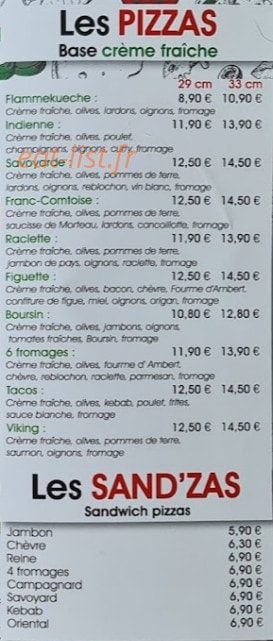 Mirebel Pizz — carte page 3