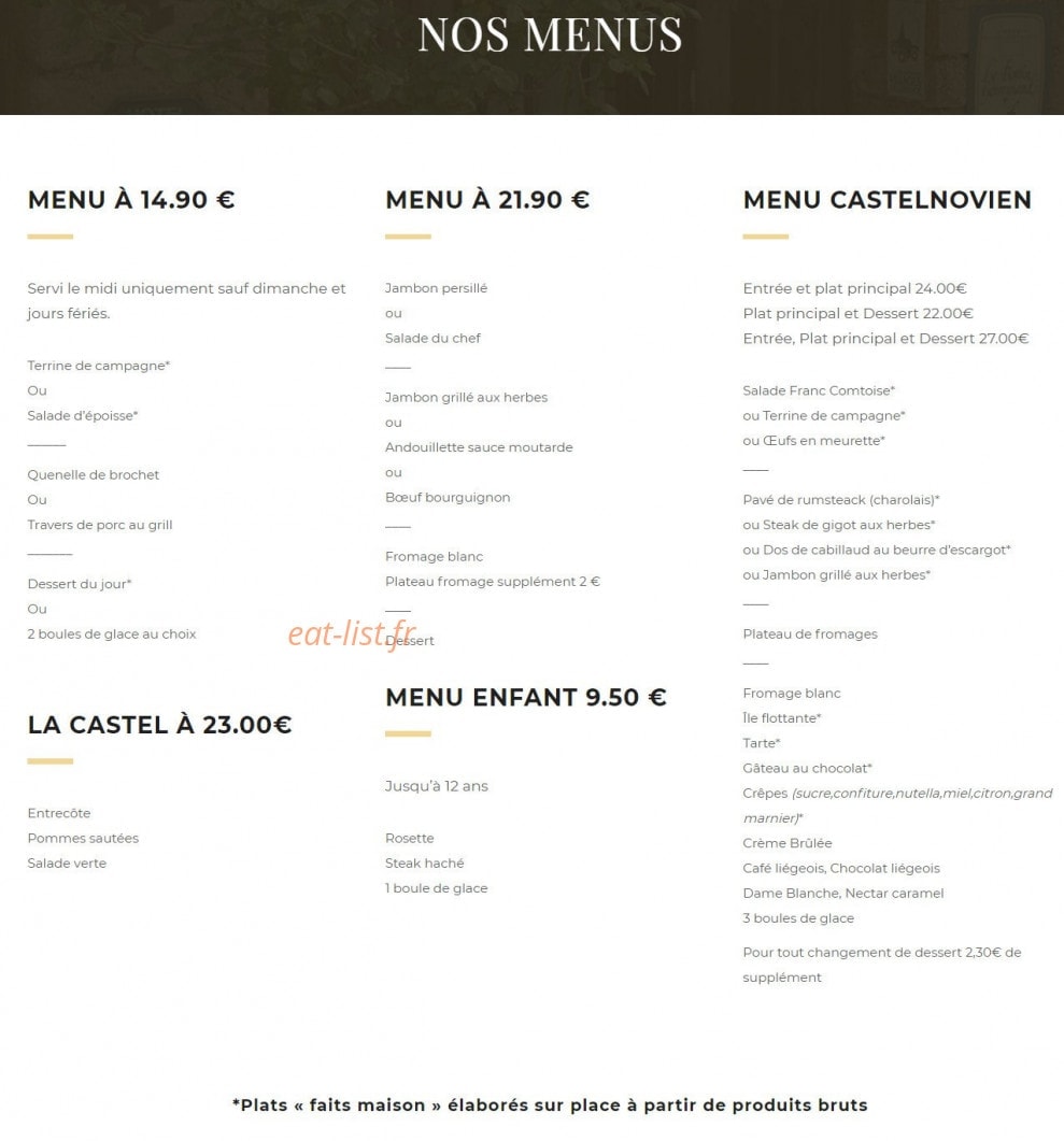 Hostellerie du Château — carte page 2