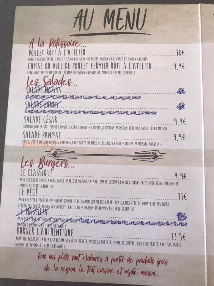 L'atelier Du Marche — carte page 1