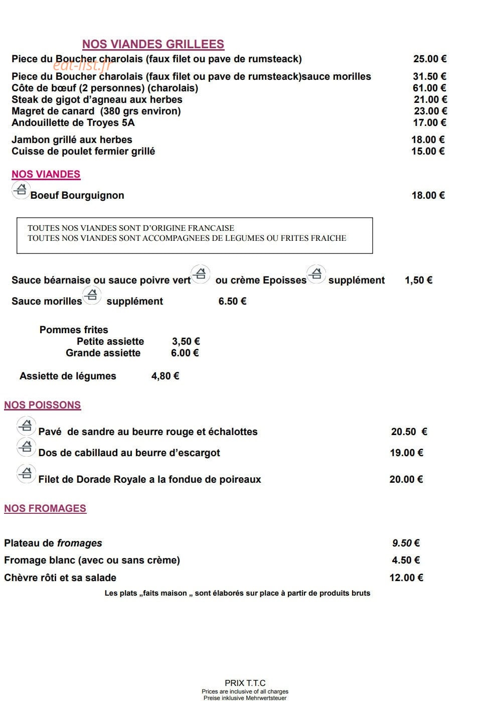 Le grill du castel — carte page 2