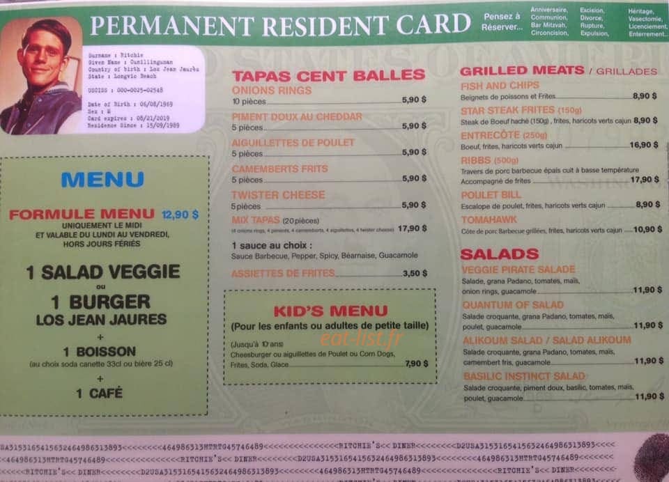 Ritchie's diner — carte page 2