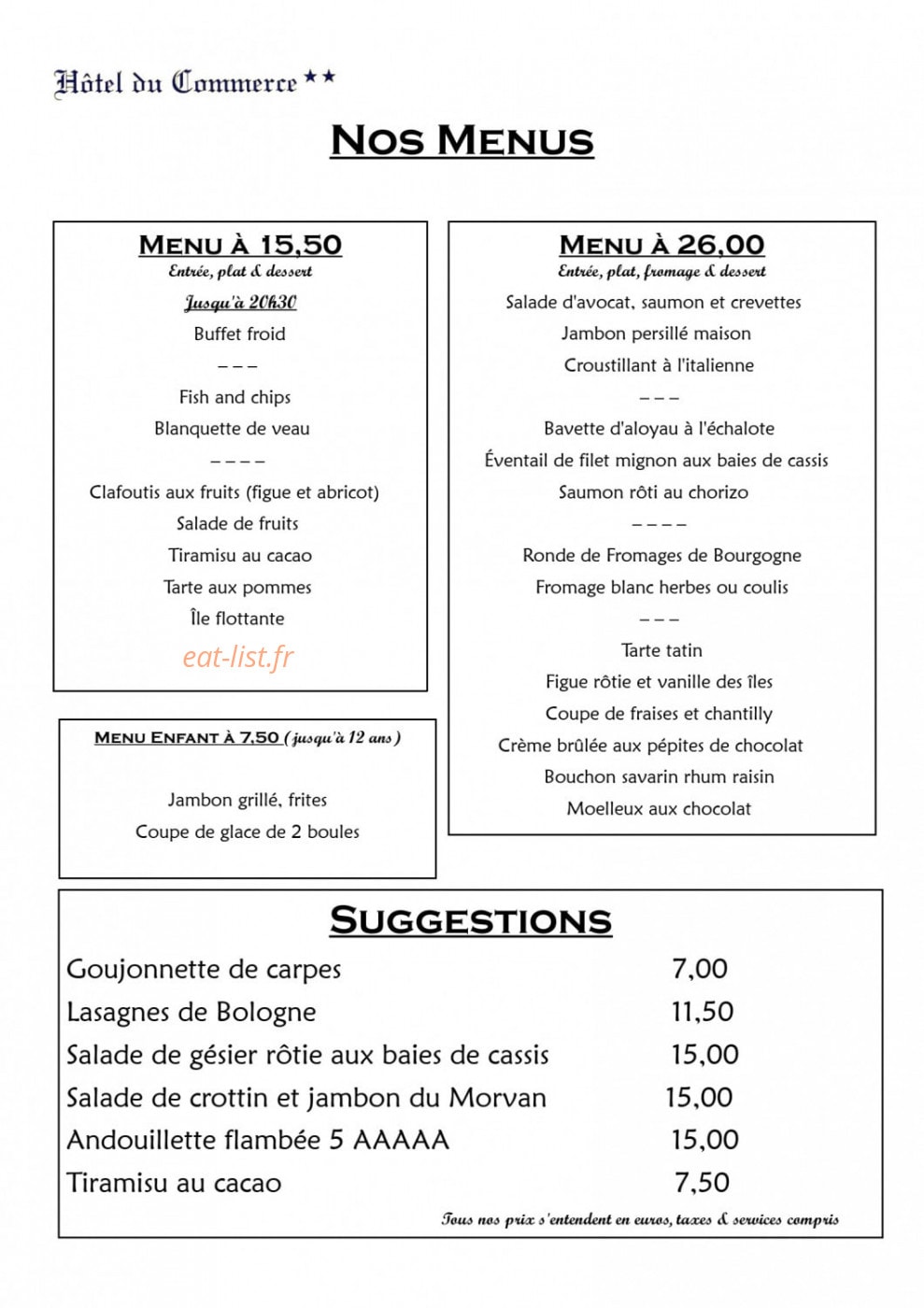 Hotel du commerce — carte page 1