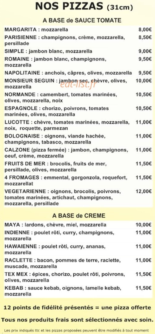 Chez Lucotte — carte page 1