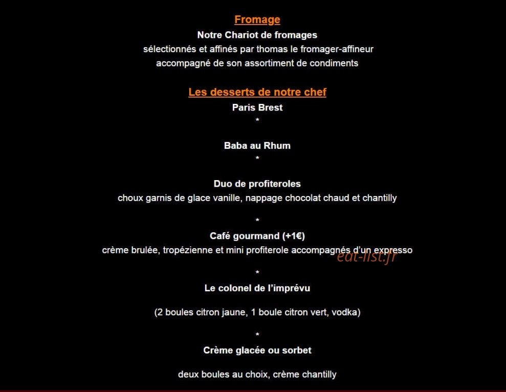 Restaurant L'imprévu — carte page 2