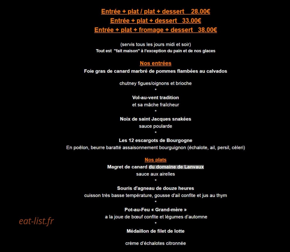 Restaurant L'imprévu — carte page 1