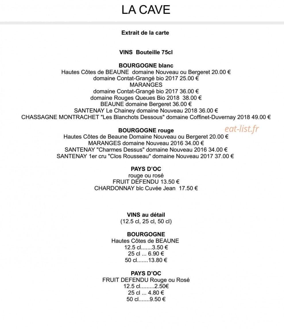 Le menu — carte page 2