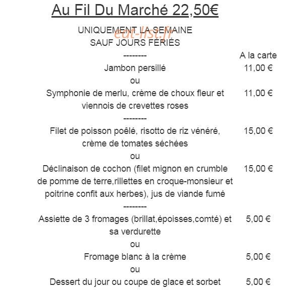 L'Auberge Gourmande — carte page 1