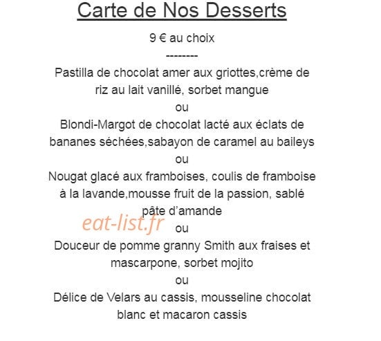 L'Auberge Gourmande — carte page 4