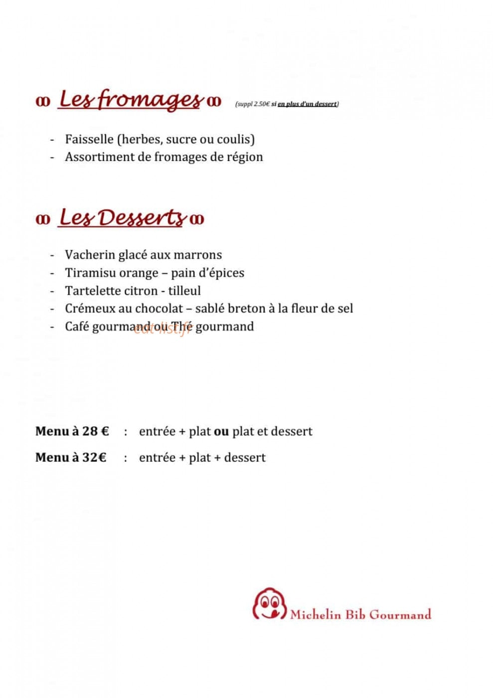 Auberge des Tilleuls — carte page 4