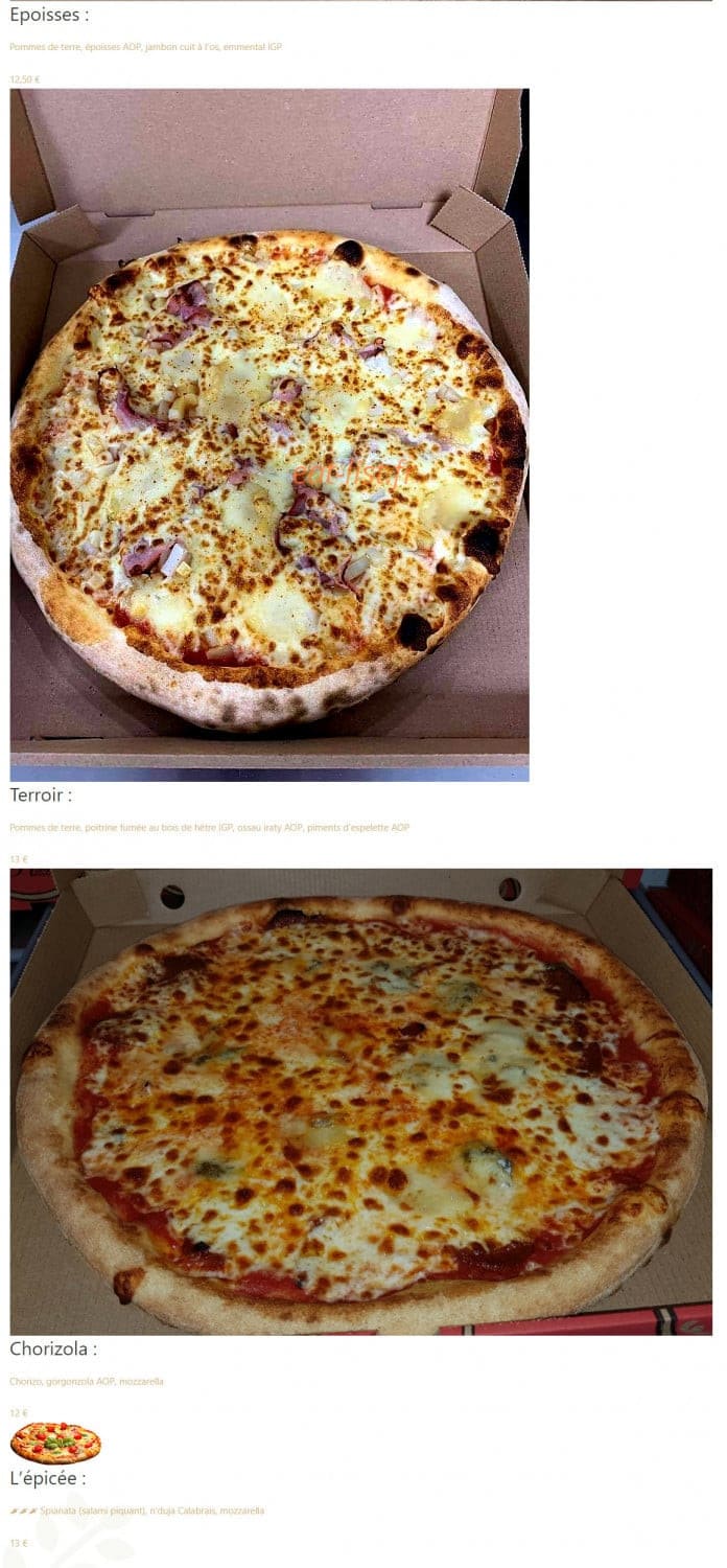 Pizza Terroir — carte page 4